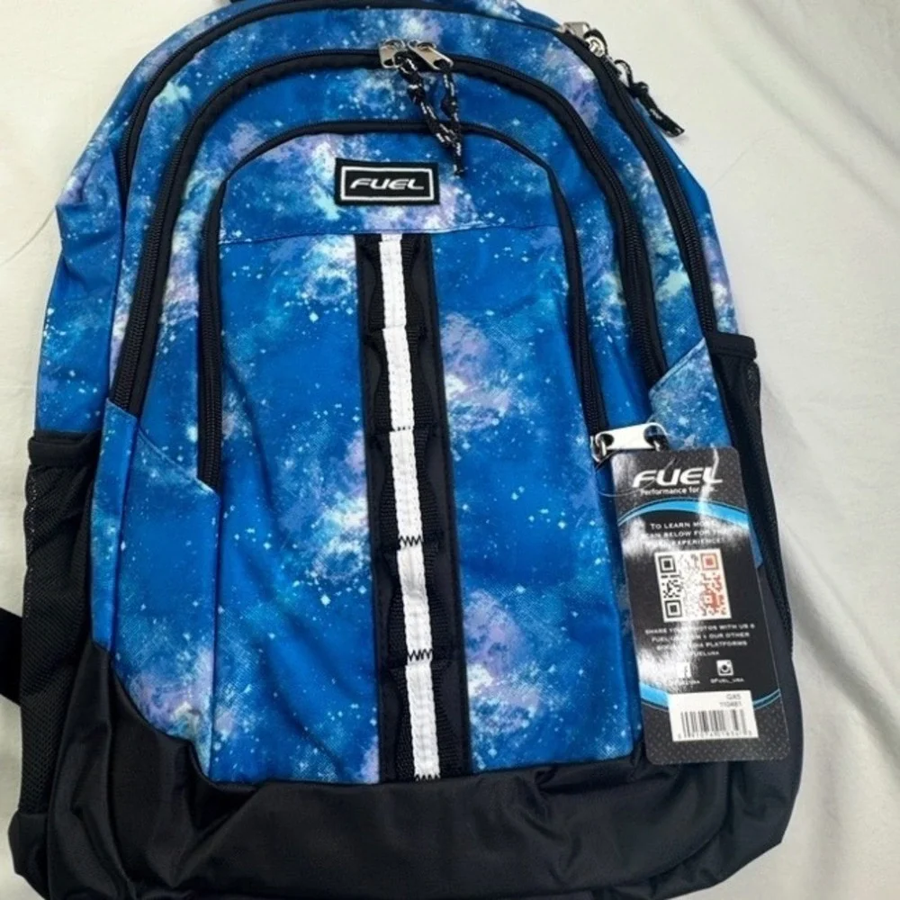 Fuel Sport Shock Backpack Blue Galaxy Nebula Print Laptop Pocket GX5 110481 NWT
